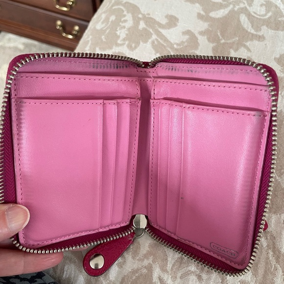 Coach Pink Patent Leather Accordion Zip Wallet - Picture 8 of 8